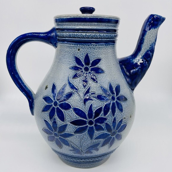 Rare Gres de La Roche Jos Kalb Salt Glazed Pottery Coffee Teapot w Lid Pitcher - Picture 2 of 10